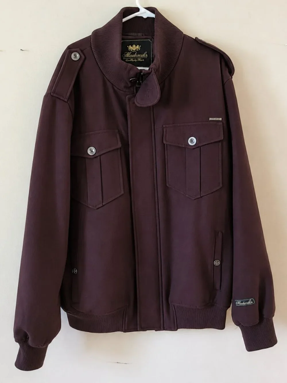 Akademiks Men's Brown Casual Ribbed Military Bomber Utility Jacket SZ XXL